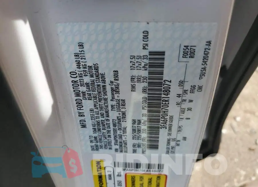 3FA6P0H70ER148072 Photo# 12
