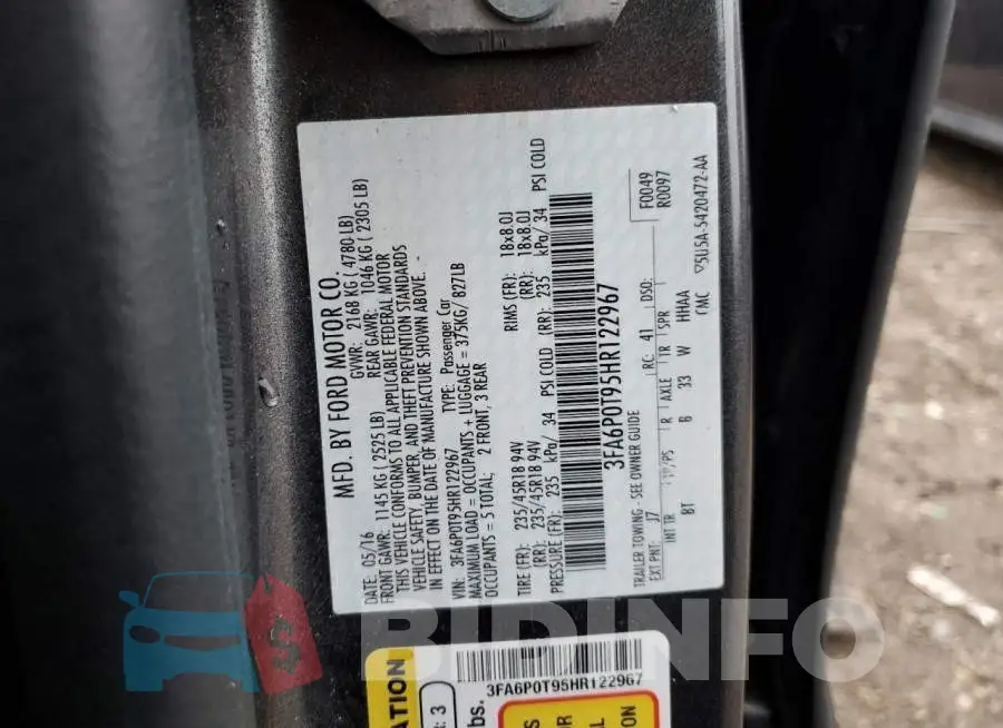 3FA6P0T95HR122967 Photo# 12