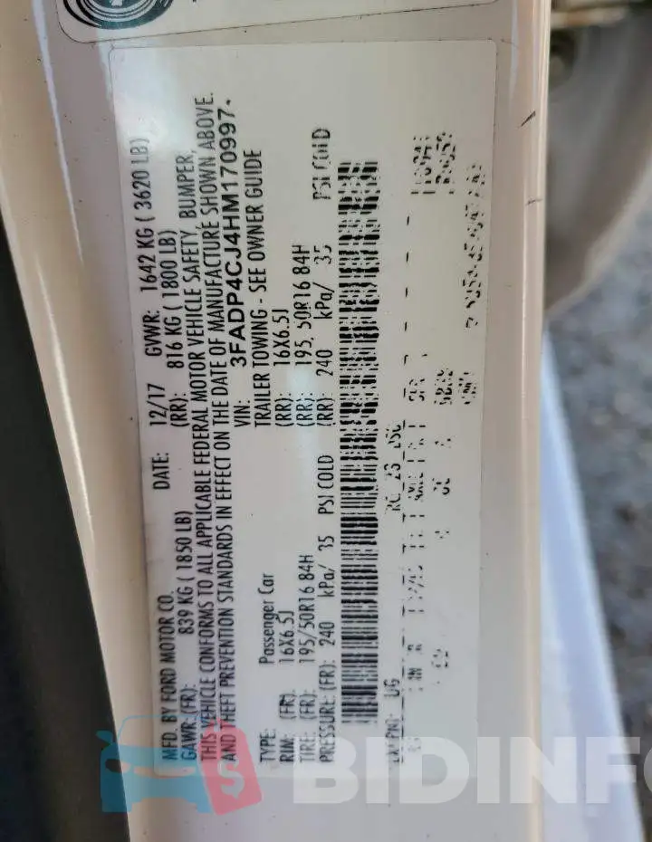 3FADP4CJ4HM170997 Photo# 12