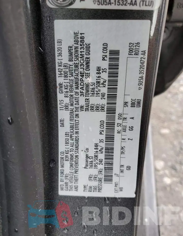 3FADP4EJ3GM135881 Photo# 12