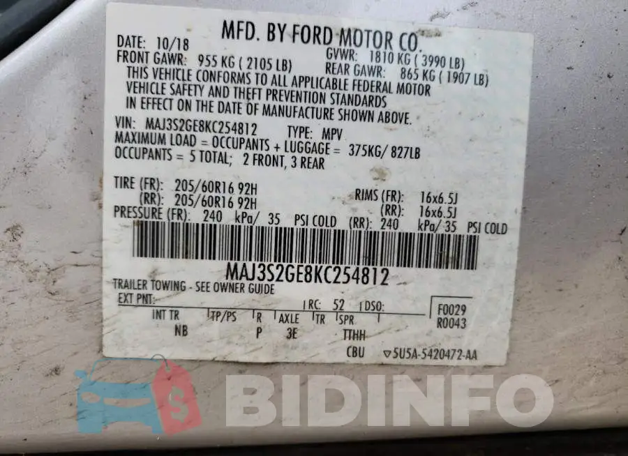 MAJ3S2GE8KC254812 Photo# 13