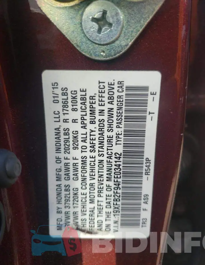 19XFB2F94FE034142 Photo# 13