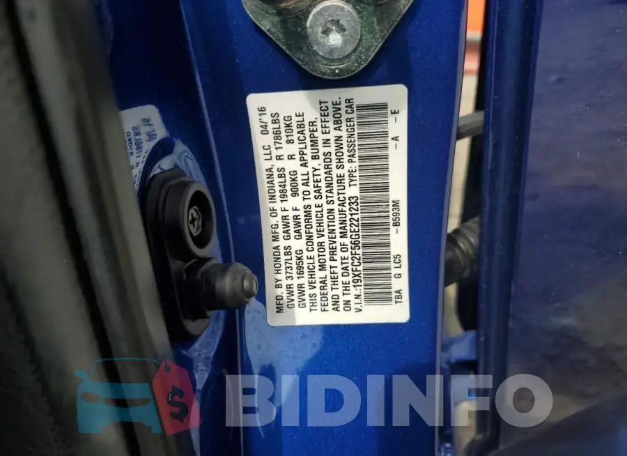 19XFC2F56GE221233 Photo# 12