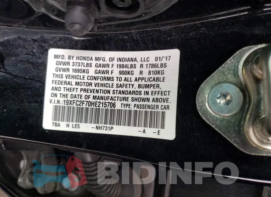 19XFC2F70HE215706 Photo# 12