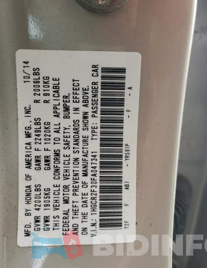 1HGCR2F30FA047341 Photo# 12