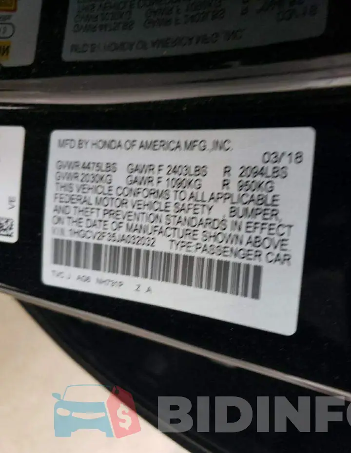1HGCV2F35JA032032 Photo# 12