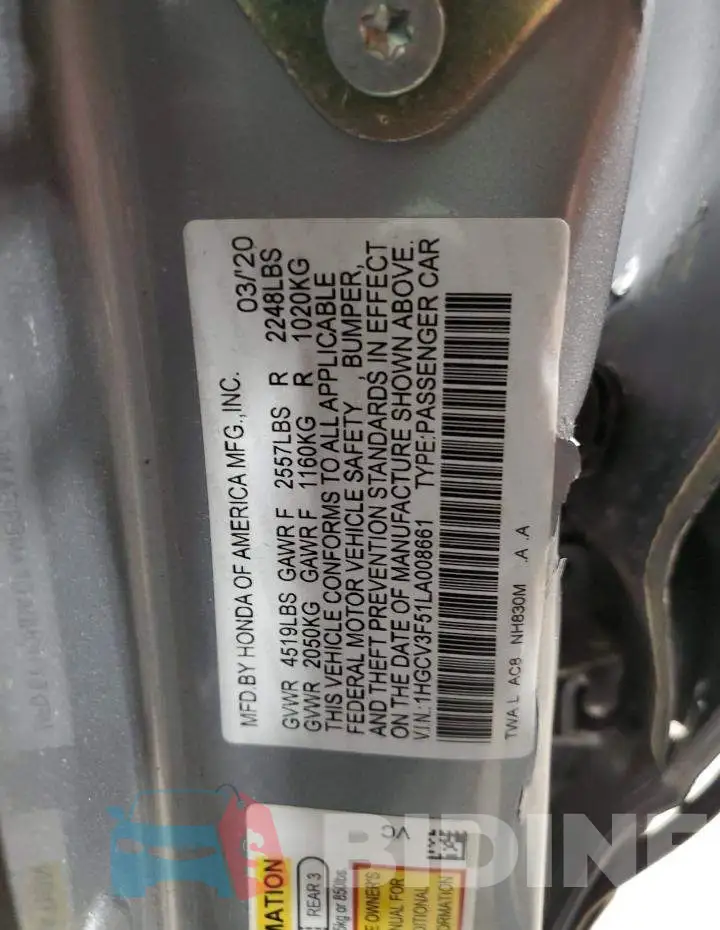 1HGCV3F51LA008661 Photo# 12