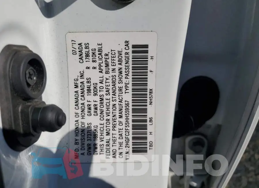 2HGFC2F55HH559567 Photo# 12