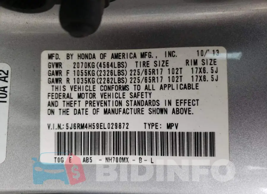 5J6RM4H59EL029872 Photo# 13
