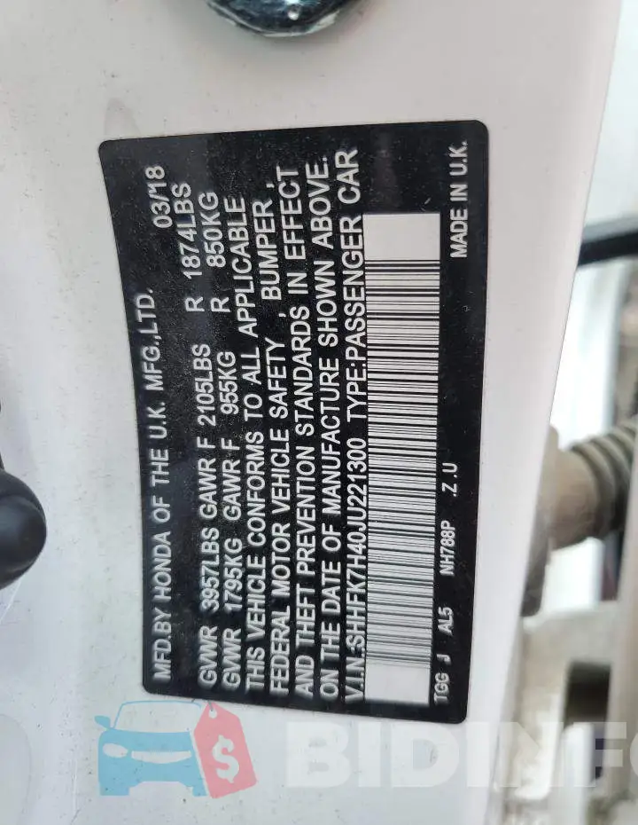 SHHFK7H40JU221300 Photo# 13