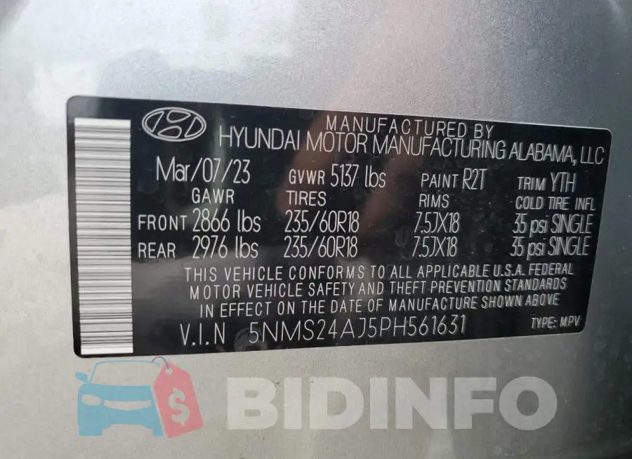 5NMS24AJ5PH561631 Photo# 13