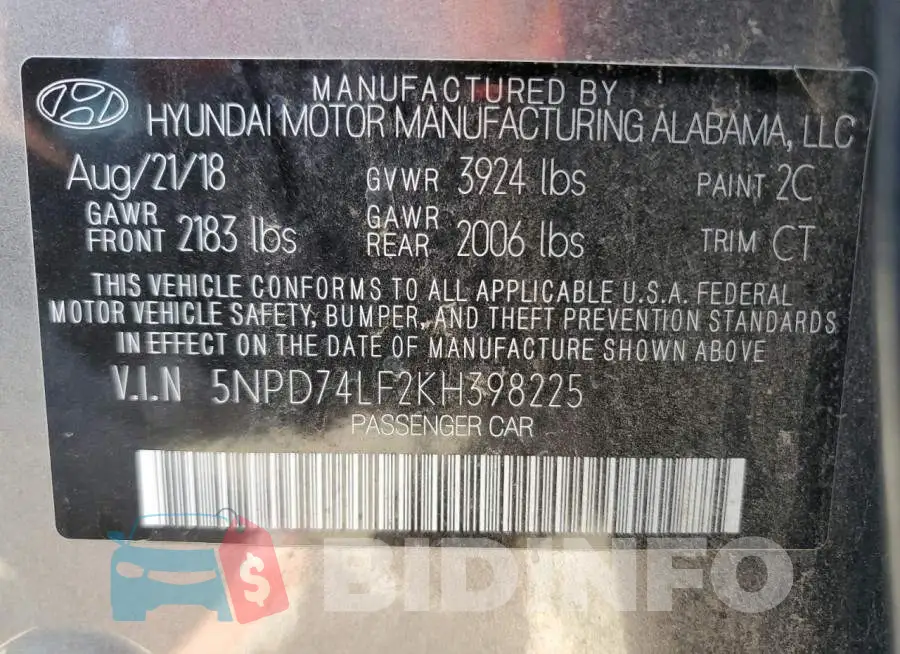 5NPD74LF2KH398225 Photo# 12