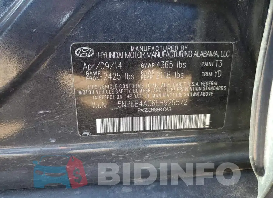 5NPEB4AC6EH929572 Photo# 12