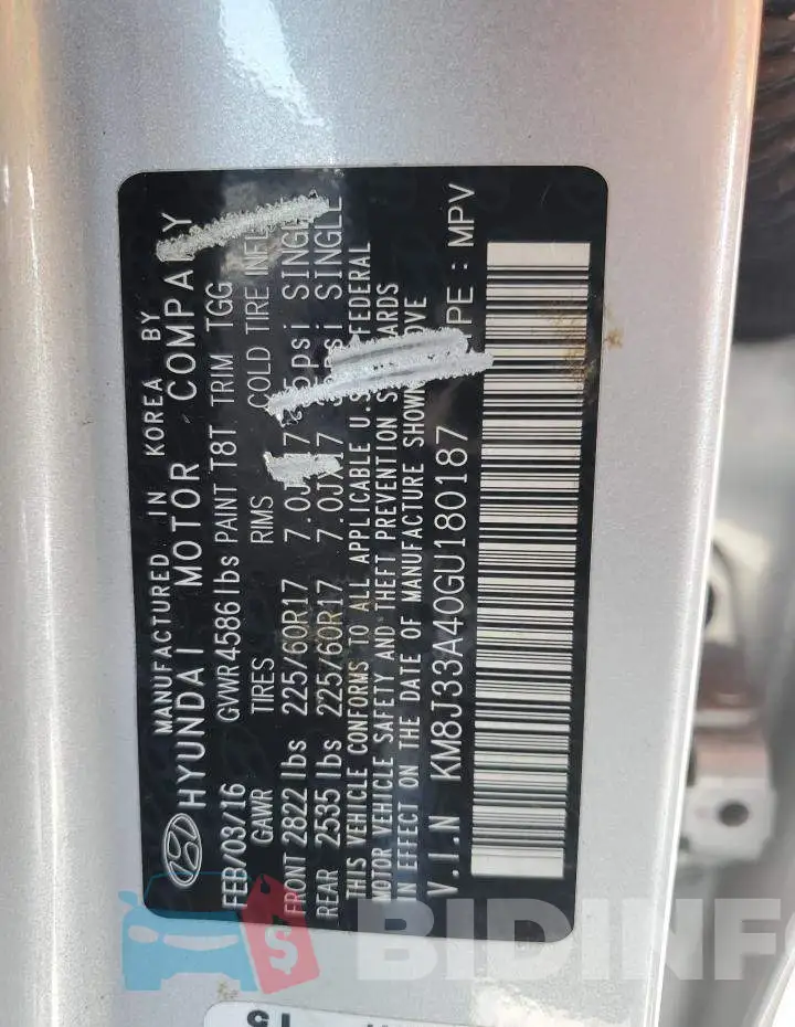KM8J33A40GU180187 Photo# 13