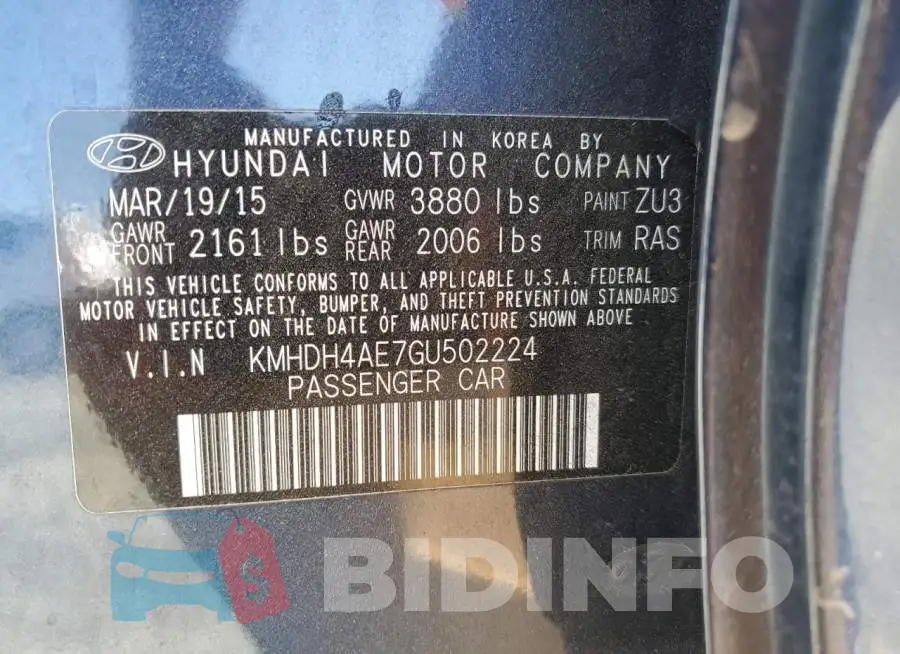 KMHDH4AE7GU502224 Photo# 12
