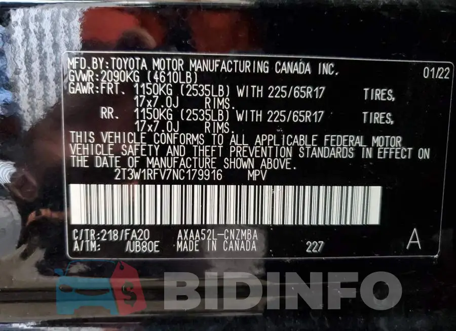 2T3W1RFV7NC179916 Photo# 13