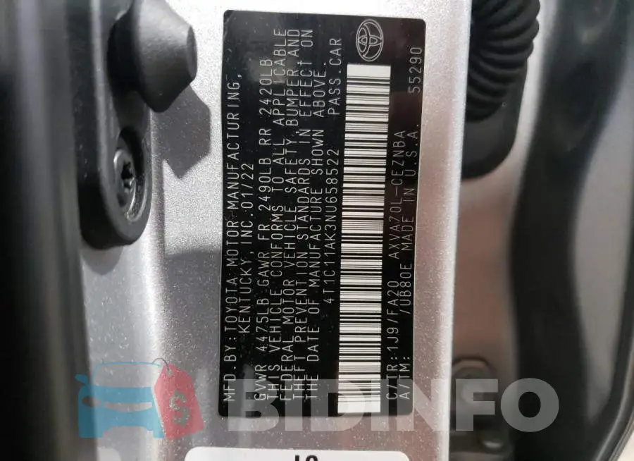 4T1C11AK3NU658522 Photo# 12