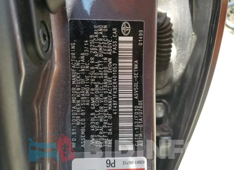 4T4BF1FK9ER401053 Photo# 12