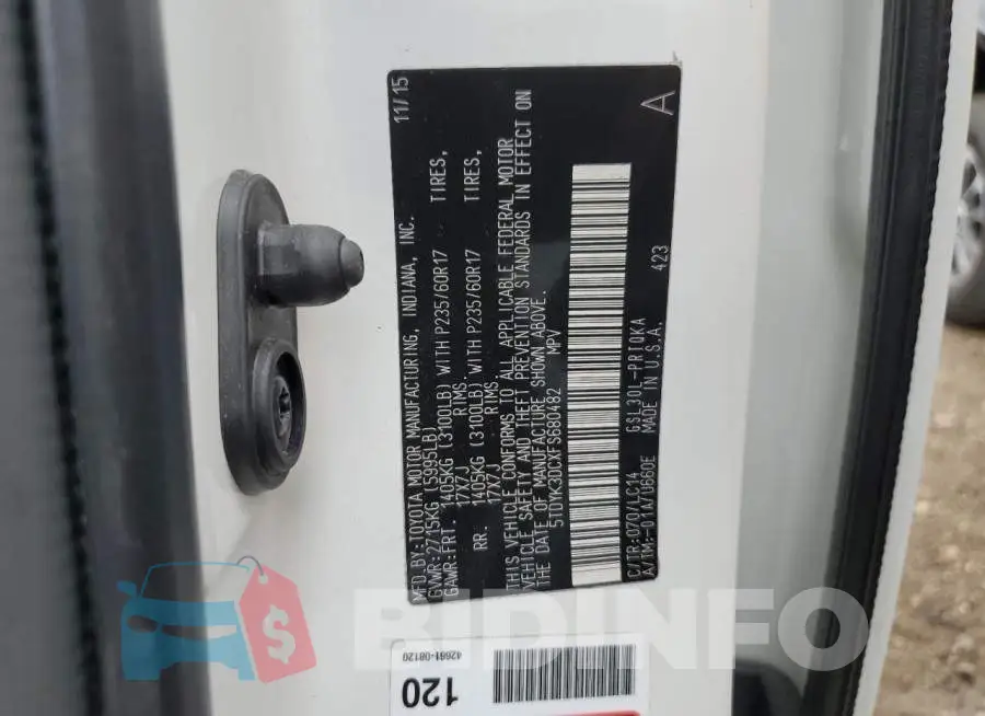 5TDYK3DCXFS680482 Photo# 12