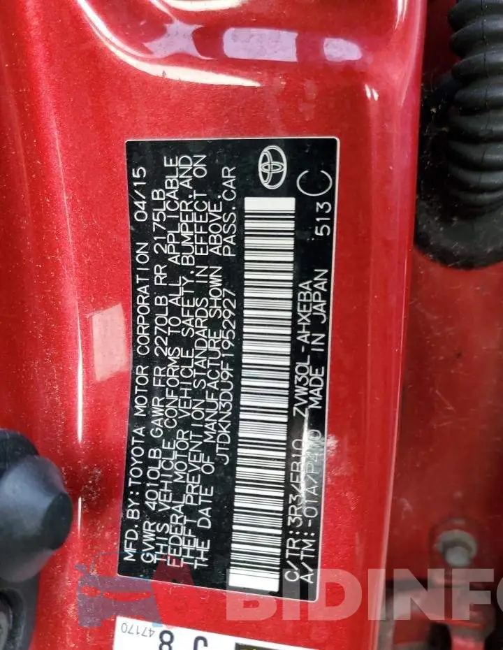 JTDKN3DU9F1952927 Photo# 12