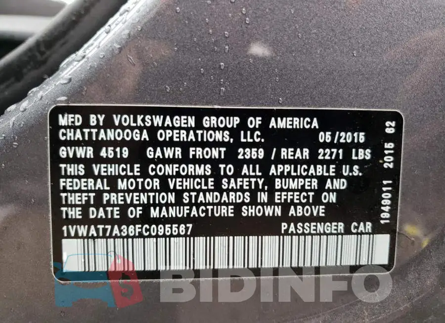 1VWAT7A36FC095567 Photo# 13