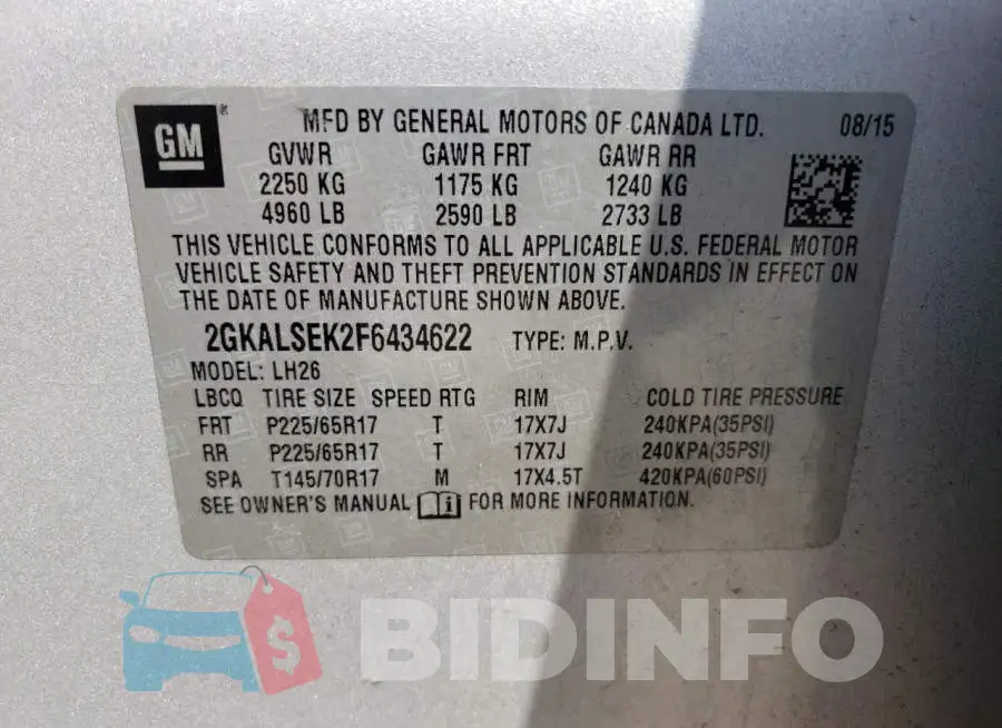 2GKALSEK2F6434622 Photo# 13
