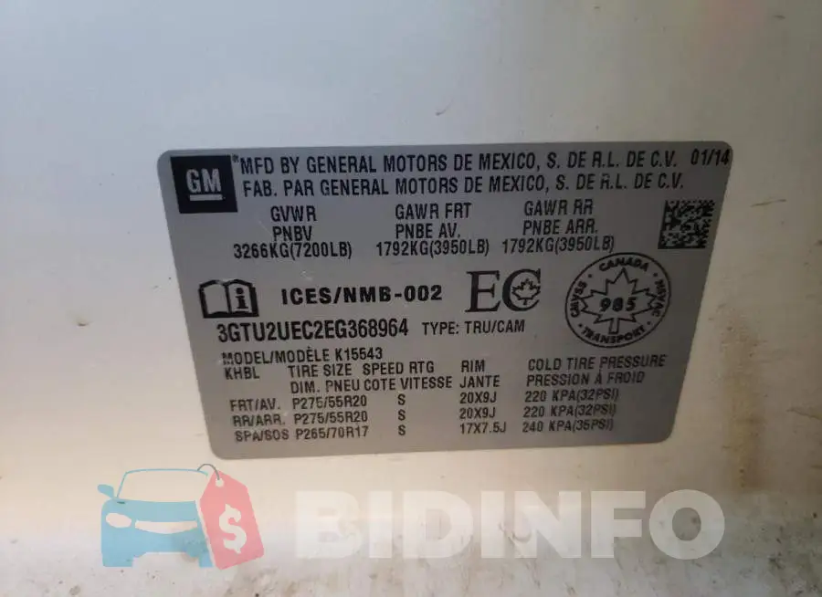 3GTU2UEC2EG368964 Photo# 12