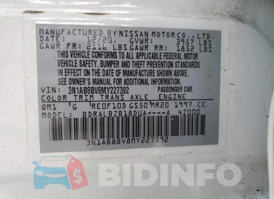 3N1AB8BV8MY227392 Photo# 12