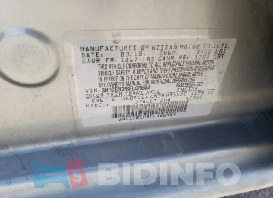 3N1CE2CP8FL426584 Photo# 12