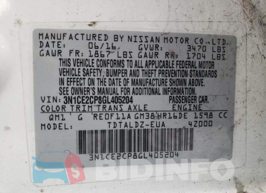 3N1CE2CP8GL405204 Photo# 12