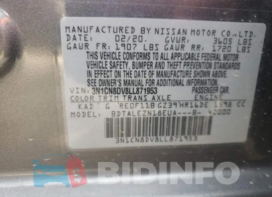 3N1CN8DV8LL871953 Photo# 12