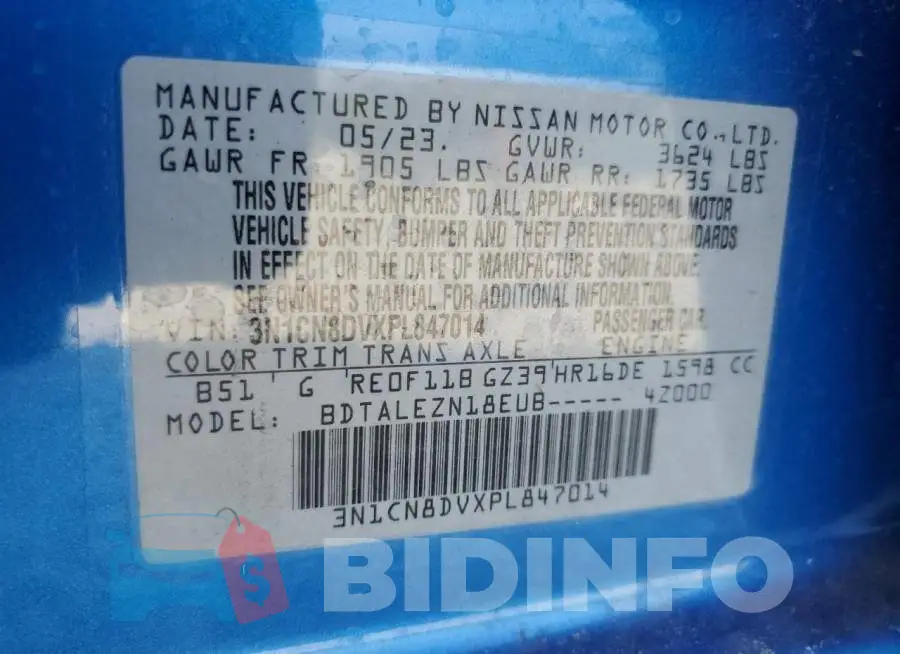 3N1CN8DVXPL847014 Photo# 12