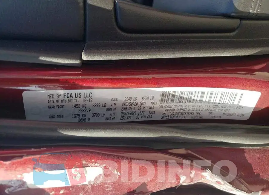 1C4RJFAG3KC579263 Photo# 12