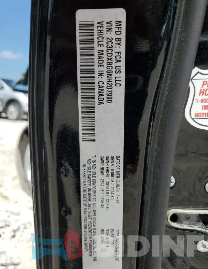 2C3CDXBG6NH207990 Photo# 13
