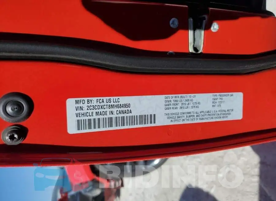 2C3CDXCT8MH684950 Photo# 12