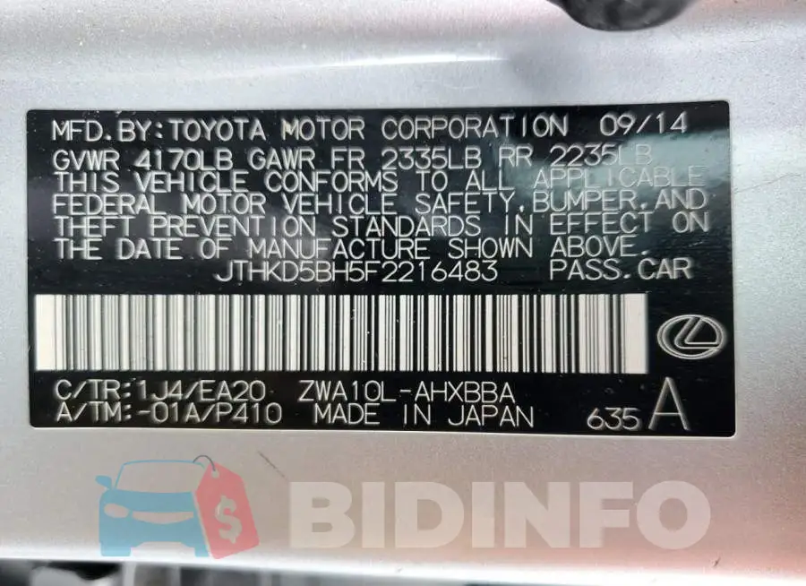 JTHKD5BH5F2216483 Photo# 13