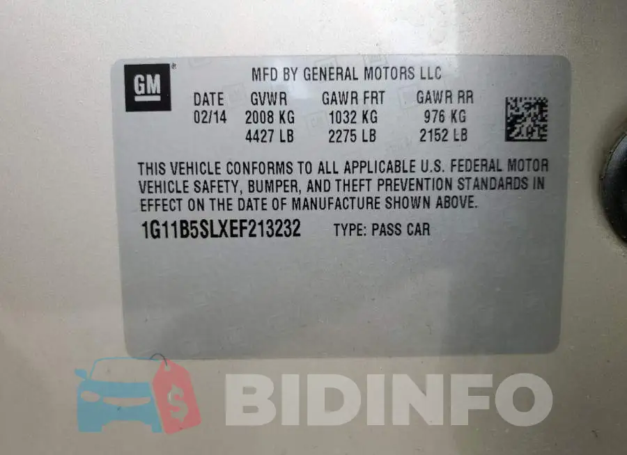1G11B5SLXEF213232 Photo# 12