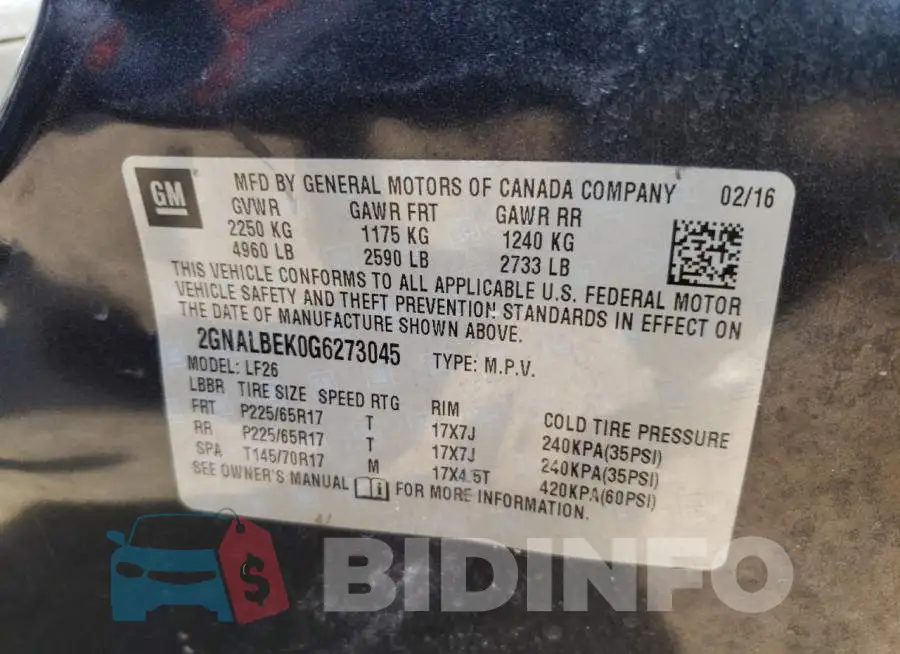 2GNALBEK0G6273045 Photo# 12