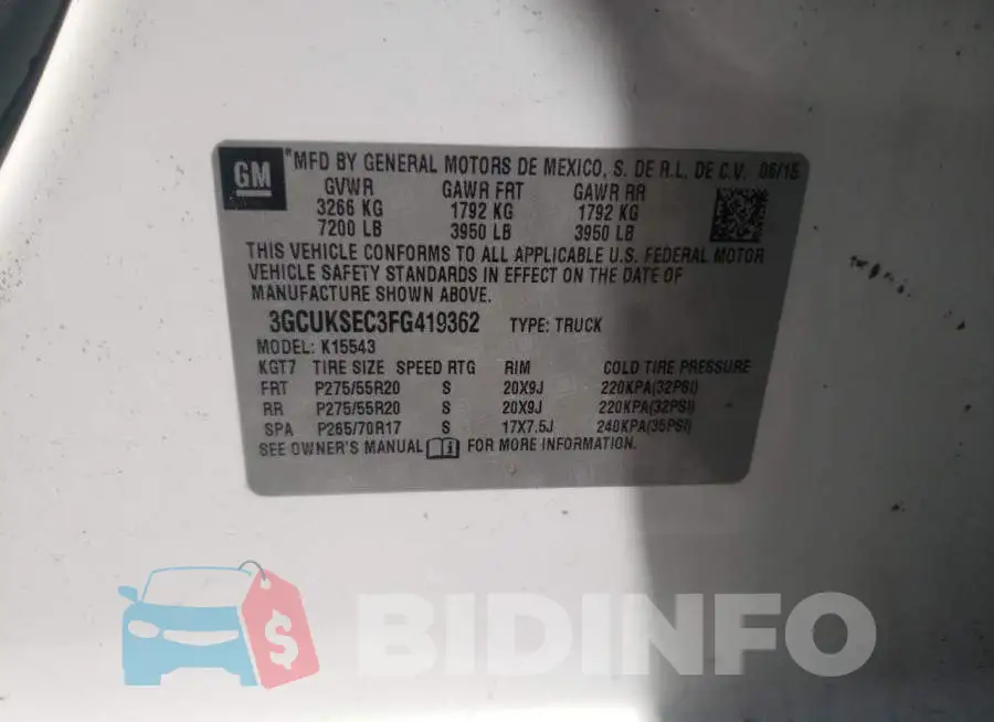 3GCUKSEC3FG419362 Photo# 12