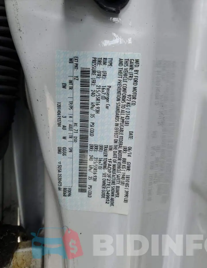 1FADP3F27EL349952 Photo# 13