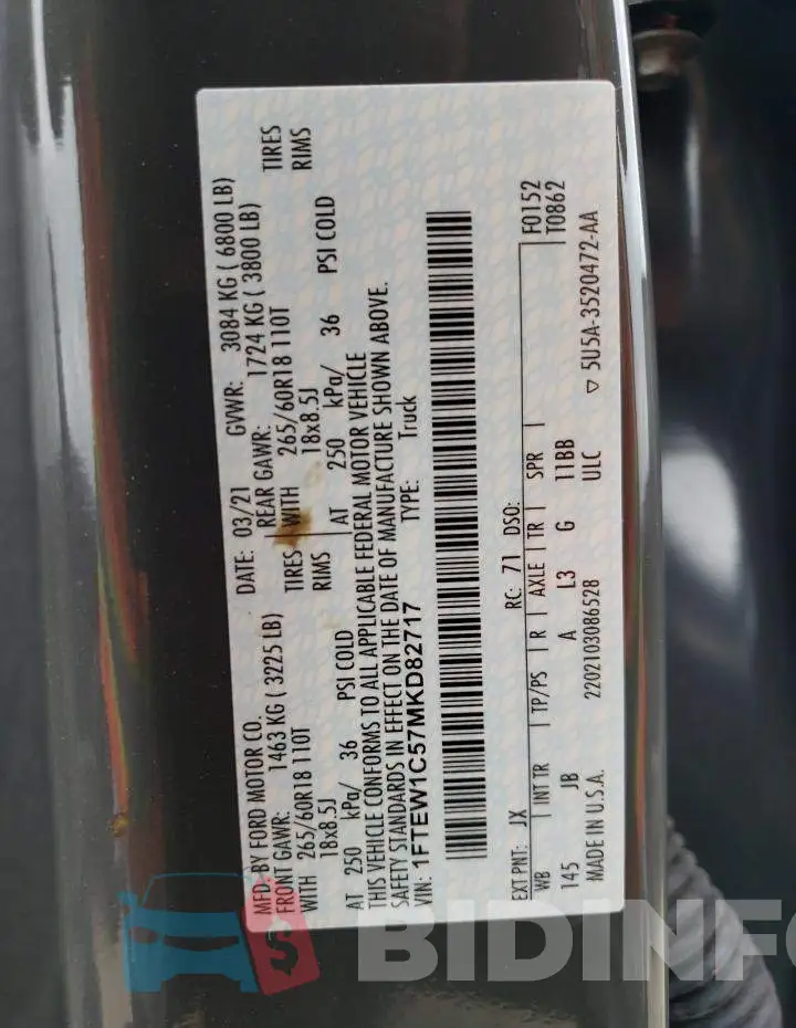 1FTEW1C57MKD82717 Photo# 12