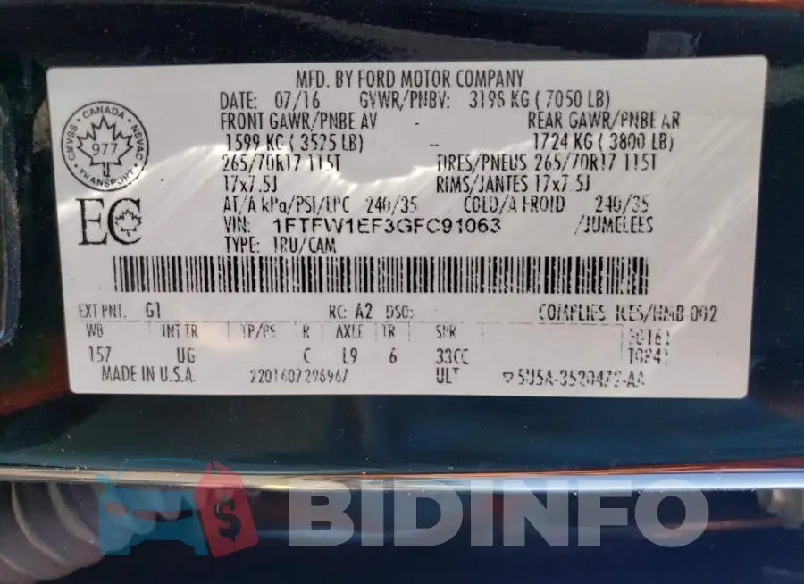 1FTFW1EF3GFC91063 Photo# 12