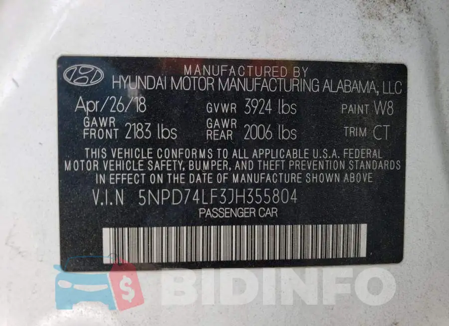 5NPD74LF3JH355804 Photo# 12