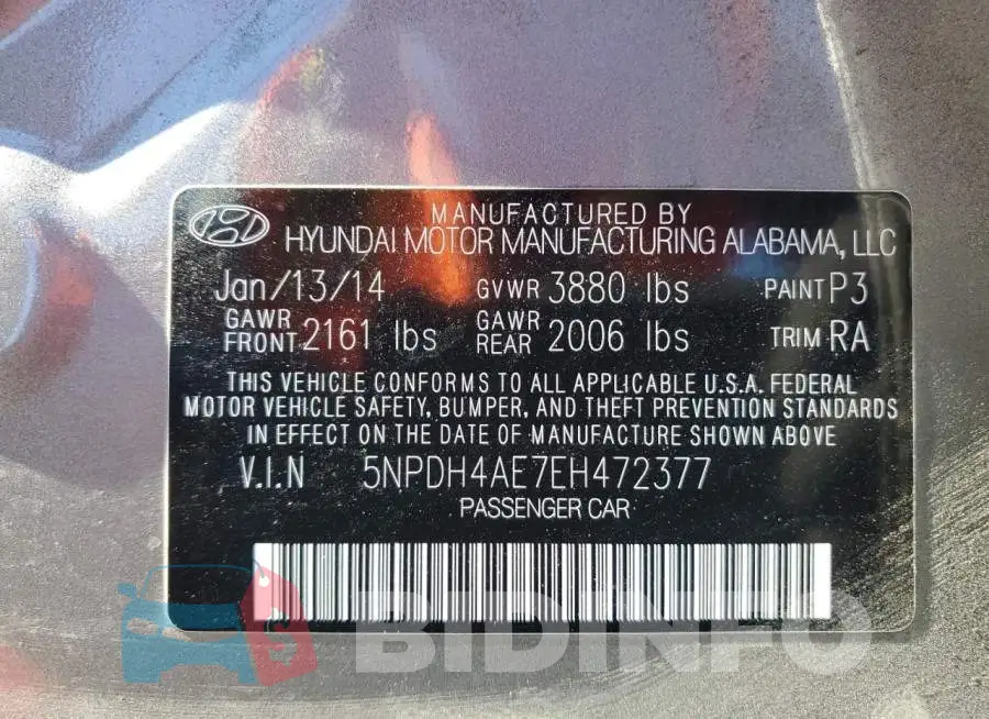 5NPDH4AE7EH472377 Photo# 13