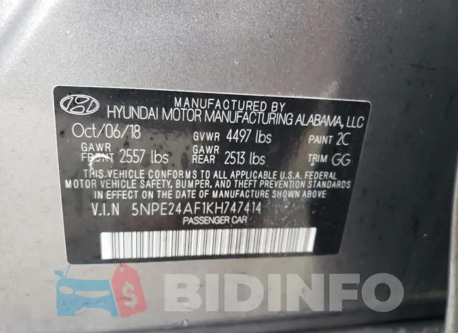 5NPE24AF1KH747414 Photo# 12