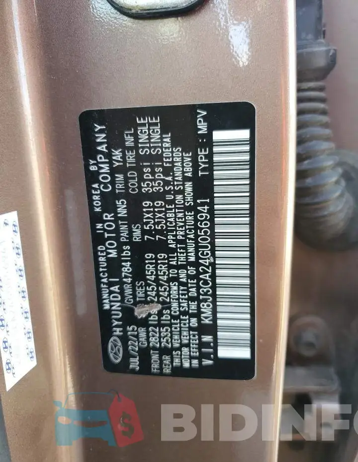 KM8J3CA24GU056941 Photo# 13
