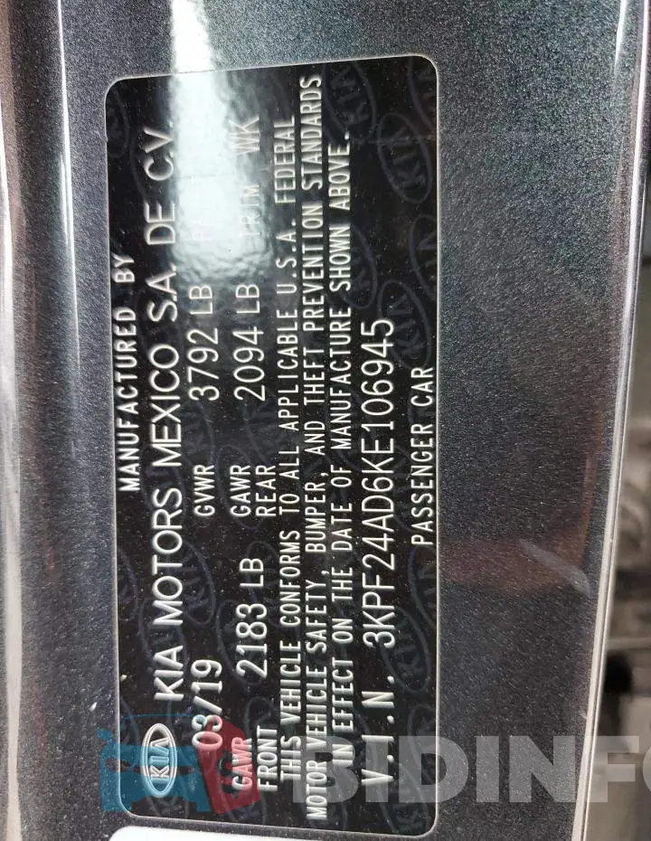 3KPF24AD6KE106945 Photo# 13