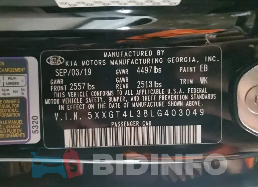 5XXGT4L38LG403049 Photo# 12