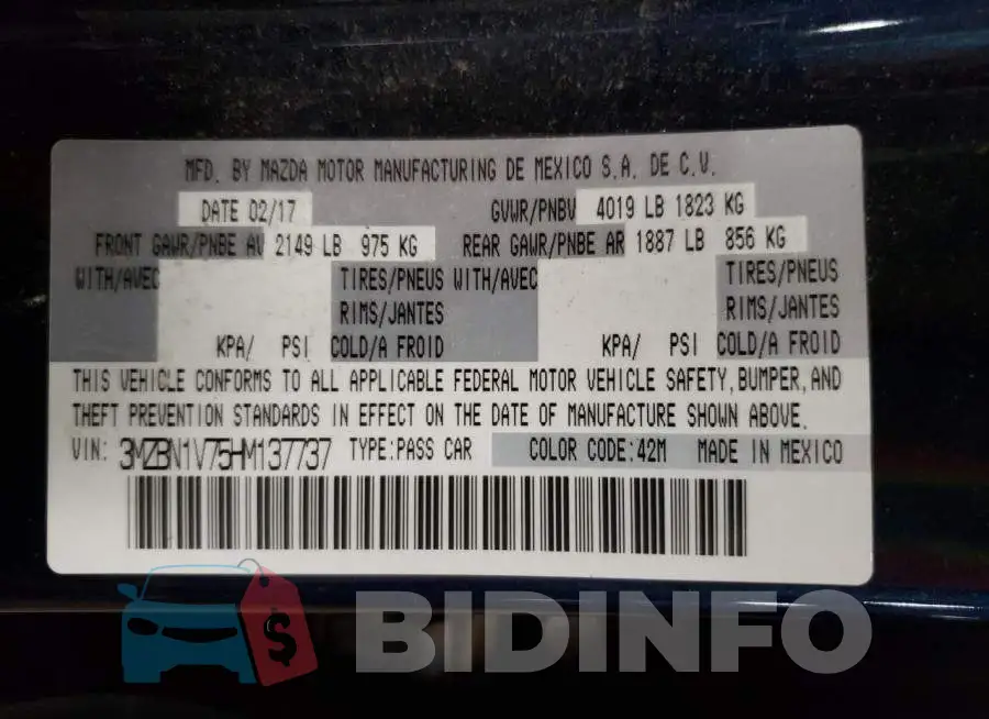3MZBN1V75HM137737 Photo# 13