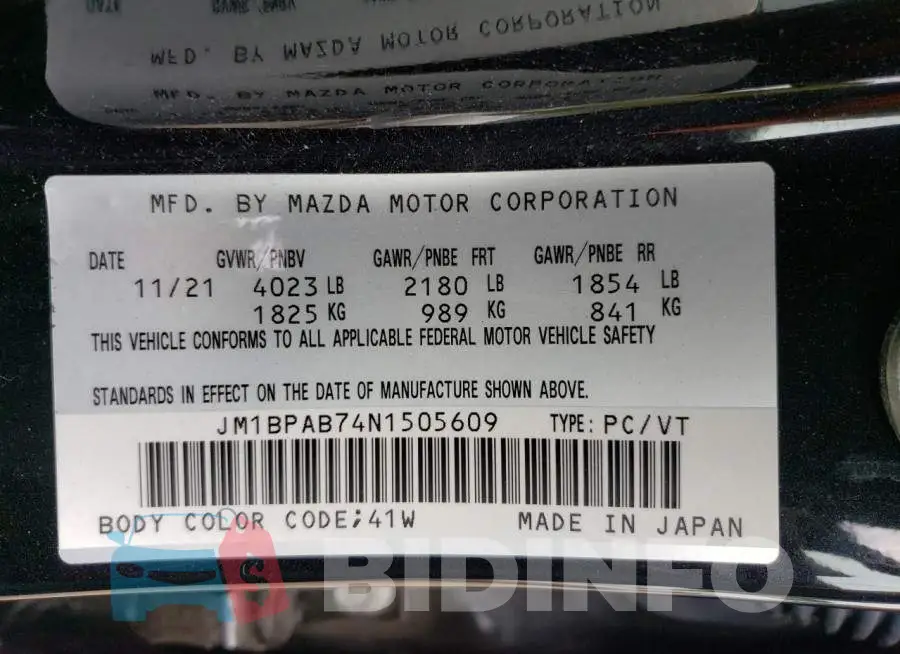 JM1BPAB74N1505609 Photo# 12